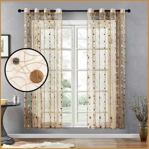 YokiSTG Elegant Voile Sheer Curtains Bird's Nest Dots Curtain For Kitchen Living Room Bedroom Tulle For Windows Treatment Panel 210712