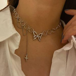 Wholesale jewlery style for sale - Group buy Pendant Necklaces Harajuku Punk Style Butterfly Choker Necklace Jewelry Women Collares Gothic Hip Hop Link Chain Mujer Jewlery