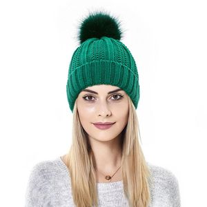 Beanies 2021 Silk Satin Lined Caps Winter Warm Women Wool Knit Beanie Hats Faux Fur Pom Stretch Head Scarf For Girls