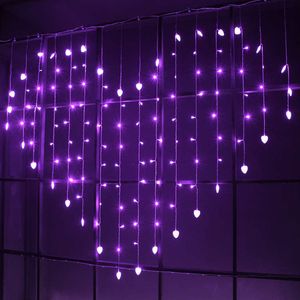 Decorações de Natal LED Corda de Luz 220V Quente Branco Coração-Em Forma de Coração Luzes Cordas Casamento Amor Cortina 6 Cores