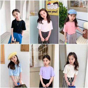 Lato Arrival Girls Fashion Solid T Shirt Dzieci Koreański Design Topy Butików Odzież 210528