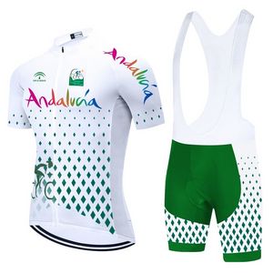 Fluo Green 2021 Andalucia Cycling Jersey Set Uomo MTB Bike Abbigliamento Estate Bicicletta Abbigliamento Maillot Culotte Conjunto Ropa Ciclismo