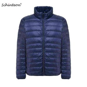 Schinteon Men White Duck Down Pack Ultra Light Cienkie Kurtki Stojak Kołnierz Odzieży New Arrival Autumn M-6XL G1108