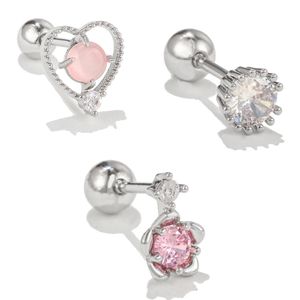 Estilo coreano coração flor hélice cartilagem cartilagem pregos brincos de corpo piercing jewerly para mulheres e meninas