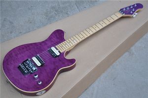 Guitarra elétrica do corpo roxo com tremolo, folheado de plátano das nuvens, corpo de ligação, hardware do cromo, fornece serviços personalizados