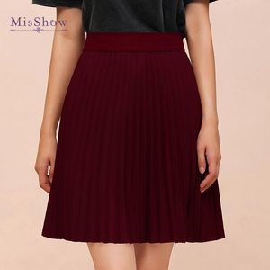 Misshow großhandel-Röcke MissHow Mode Frauen Mini Falten Rock Herbst Winter Feste Farbe Koreanische Stil Hohe Taille Lässig Weibliche Bottoms