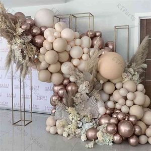 Bröllopsdekoration Chrome Champagne Ballong Garland Boho Double Aprikos Naken Peach Ballon båge födelsedag baby shower party decor 210925