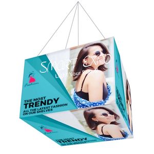 4ft Ceiling Hang Cubic Sign Banner Cube Logo Advertising Display Stand with Sides and Bottom Fabric Printing Graphics Portable Carry Bag