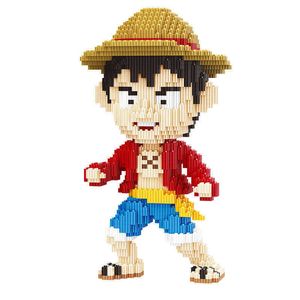 4204PCs Anime One Piece Luffy In Straw Hat Mini Modell Block Set Building Brick Toy för Kids Q0723
