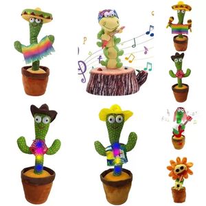 Giocattoli di peluche 120 Englisg Songs Bambini Dancing Talking Talking Canting Cactus Musica Giocattolo elettronico con canzone in vaso Educazione precoce per bambini Divertenti Regali di Natale