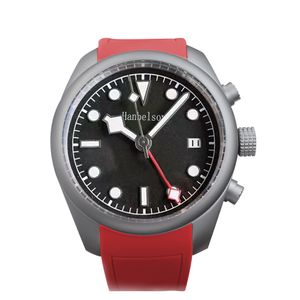 メンズ腕時計ステンレススチール自動巻き機械式レッドブルーベゼルブラックダイヤルネジリューズソリッドクラスプ腕時計 40 ミリメートル