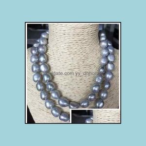 Beaded Neckor Pendants Jewelry Double Strands 12-1m South Sea Sier Gray Baroque Pearl Necklace 17inch 14K Gold Clasp Drop Delive Delive