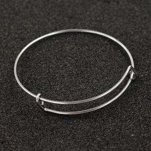 Fnixar 1.6mm Wire Stainless Steel Expandable Bracelet Base Adjustable Blank Bangle Diy Charm Bracelets& Bangles 50 Piece/lot Q0720