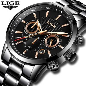 LIGE мужские часы лучший бренд класса люкс мужские военные спортивные часы мужские водонепроницаемые кварцевые часы из нержавеющей стали Relogio Masculino 210527