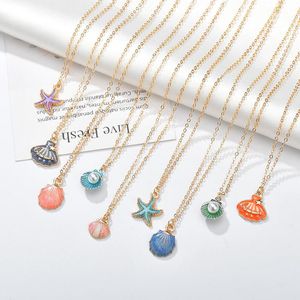 Colares pendentes Viária estrela Boho Conch colar de casca de mar de casca para mulheres Collier Femme Cowrie Summer Jewelry