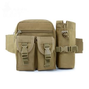 Utomhuspåsar Vattentät Oxford Army Fanny Bag Tactical Pocket Militärbälte med vattenflaskhållare för vandringstvingande camping
