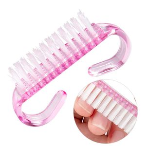 Partihandel 6.5 * 3.5 cm Rosa Nail Art Dammborstar Verktyg Clean Manicure Pedicure Tool Nails Tillbehör Nail Borste Nail * Salon