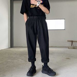 Men's Simple Leisure Mens Cotton Harem Pants Loose Fashion Trend Black Color Casual Pants Male Trousers Plus Size M-XL 210709