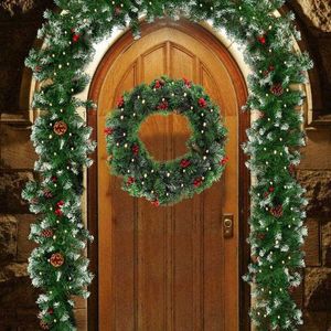 Duża oferta Boże Narodzenie Garland Decoration for Schody Kominek jodła Sosna Indooroutdoor Xmas Drzewo z LED Light (1,8 m) H0924