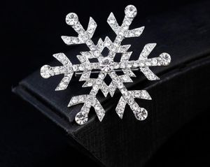 Christtal Crytal Snowflake Brooch Festa Favores Silver Rhinestone Liga Broche Xmas Pins Grampos Pin Feminino Crianças Presente