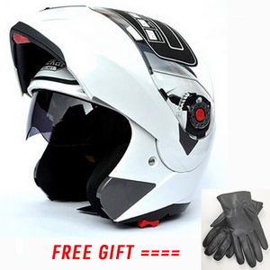 Casco Rycycle Full Face Capacete Seguro Motocicleta Double Flip Up com Interior Sun Visor Helmets Jiekai 105