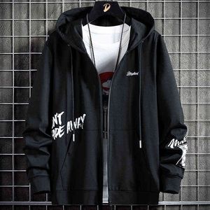 Плюс Размер мужская zip up hoodie куртка с капюшоном streetwear черный хип-хоп с капюшоном для с капюшоном мужская мода буква печатать толстовки 8xL 2111217