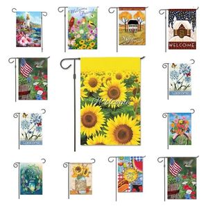 Butterfly spring flag linen Garden Flag double sided printing home Outdoor Thanksgiving Banner Flags 11style T2I51931