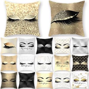 Cushion/Decorative Pillow 1Pcs Eyelash Out Decorative Throw Golden Cushion Cover Home Decor Pink Sofa Cojines Decorativos Para 40594
