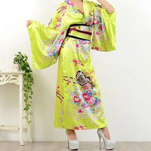 Faldas Vestidos Largos Tradicionales al por mayor-Vestidos casuales Vestidos tradicionales japoneses Vestido formal Patrón floral Patrón floral Kimono Falda larga Anime Cosplay Etapa Rendimiento Po Juego Dos colores