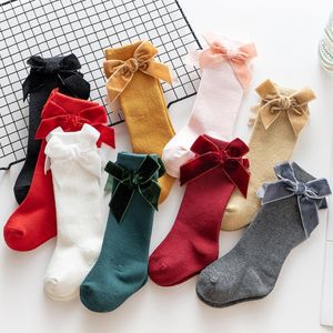 İspanyol Noel toptan satış-Çorap Kış Sonbahar Bebek Kız Noel Yay Uzun Çorap Çocuklar Diz Yüksek Yumuşak Pamuklu İspanyol Çocuk Bodurlar Yıl