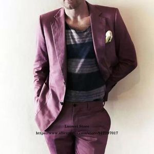 Mäns kostymer Blazers Fashion Casual Purple Mens Classic Formal Business Blazer Bröllop Brudgum Tuxedo Piece Sets Kostym Homme Jacka Pant