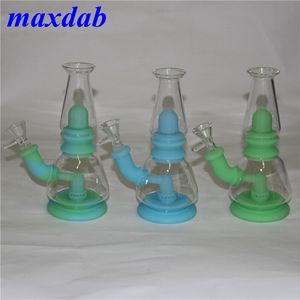 Bagliore al buio bong in vetro siliconico narghilè fumatori dab rig bruciatore a nafta bong in silicone narghilè tubi