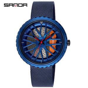 Fashion Trend Personality Mens Watch Hollow Out Car Rim Watches Quartz Men Wristwatches