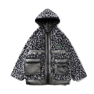 メンズジャケット卿のヒョウの毛皮のコートフランスのジャケットの男性Sherpa High Street冬のメンズファッション服暖かい厚いウインドブレーカー