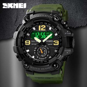 Skmei Shockproofデジタルメンズウォッチデュアル運動3タイムスポーツ腕時計メンズ防水電子時計モントトリーホム1637 Q0524