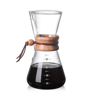 Coffee Pot Heat Resistant Classic Glass Coffee Maker funnel Style Pour Over Coffeemaker 600ml/3 Cups Filter Coffee Pot 210330