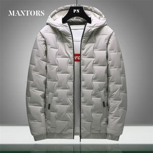 Vinter Varm Män Jacka Coat Casual Stand Krage Puffer Tjock Hatt Parka Coats Man Hooded Down Jacket Vattentät Fast Färg 210819