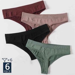 6PCS/Set Women Panties Low Waist Underwear Female Panties Solid Color Underpants Sexy Lingerie Pantys for Woman Briefs Intimates 210730
