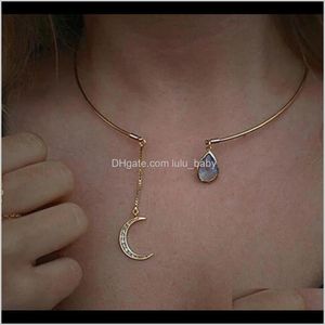 Necklaces & Pendants Drop Delivery 2021 Creative Moon Pendant Open Choker For Ladies Crystal Cuff Collar Necklace Statement Party Fashion Jew