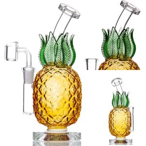 Sarı Nargile Ananas Bongs Duman Borusu DAB Rigs Reciker Su Bong Sigara Borular Tasarım 7.8 inç Yükseklik 14.4mm Banger veya Cam Kase ile Ortak