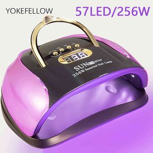 Lampada a LED 256W Smalto gel leggero 57LED Essiccatore UV con 4 timer Professionale per nail art Home Salon