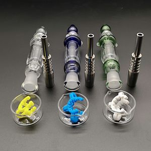 Röktillbehör Vattenpipor Mini Nektar Samlarsats Dab Oljeriggar Pipes Pyrex glasrör 10 mm 14 mm skarvar Titanium Nail Straws NC18