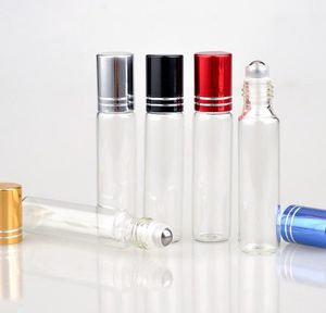 Botellas de perfume 10ML Botella de spray de vidrio transparente Vacío Claro Perfumes recargables Atomizador con bola de acero Viales de muestra portátiles