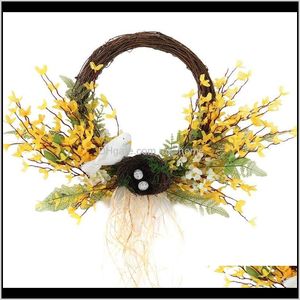 Decorative Flowers Wreaths Festive Supplies & Gardenartificial Birds Forsythia Wreath For Front Door Wall Window Wedding Rustic Festival Part