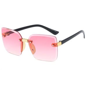 Kinder-Sonnenbrille mit Farbverlauf, Jungen-Gilrs, rahmenlose quadratische Sonnenbrille, Kinder-Ozean-Brille, UV-Schutz, Strand-Sonnenschutz 985 Y2