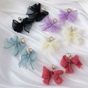 Ohrstecker, süße Chiffon-Bowknot-Ohrringe für Frauen, Sommerurlaub, Spitze, Herz, Temperament, Strand, Party-Schmuck