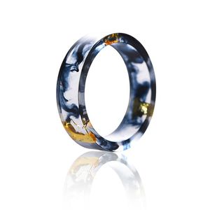 Wedding Rings Handmade Resin Ring Jewelry With Gold Foil Paper Inside Transparent Inspire For Women Party Gift Size6-11
