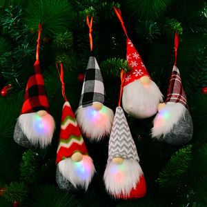 Luci gnomo natalizie fatte a mano ornamenti svedesi Tomte bambola di peluche di Babbo Natale pendenti decorativi PHJK2109