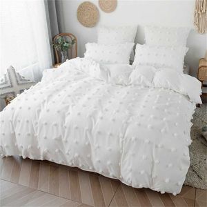 Estilo nórdico conjuntos de cama moderna tampa minimalista de colcha de cor sólida tampas de edredão pillowase pelúcia flor de casal (sem folhas) 211007