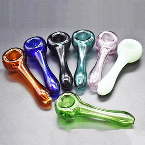 Bong Glass Bubblerのためのパレックスオイルバーナーパイプ厚い喫煙ハンドスプーンパイプ4インチタバコ乾燥ハーブ